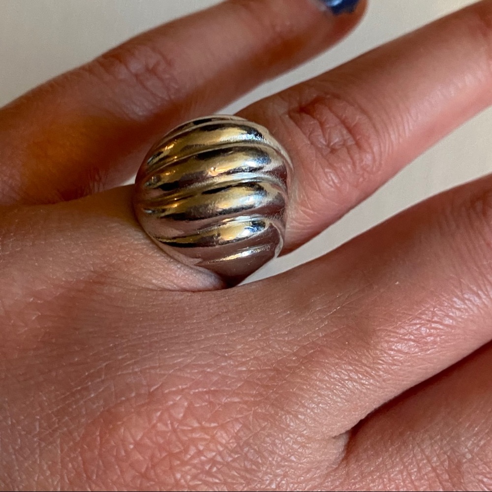 Vintage 925 Silver Artistic Dome Ring - Picture 3 of 5